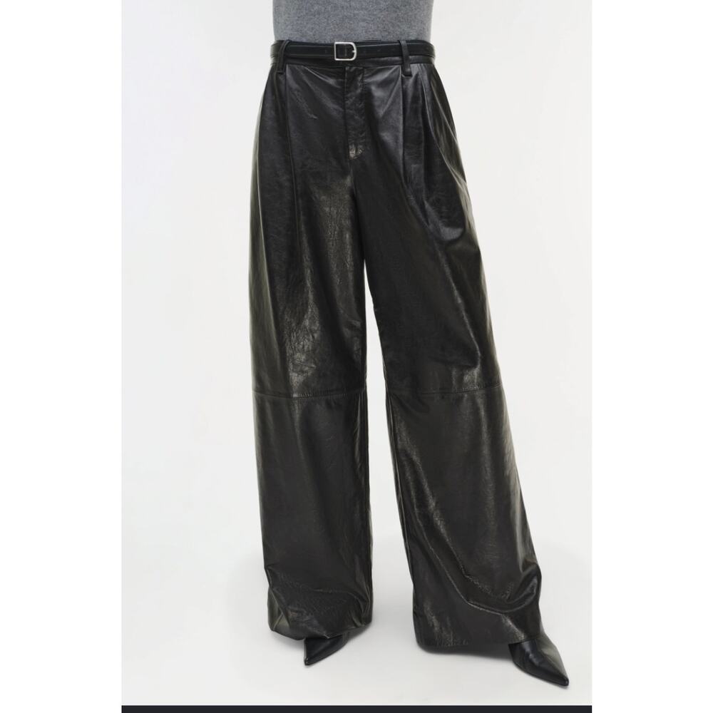 Women’s Faux Leather High Waist Wide Leg Trousers – Size XL